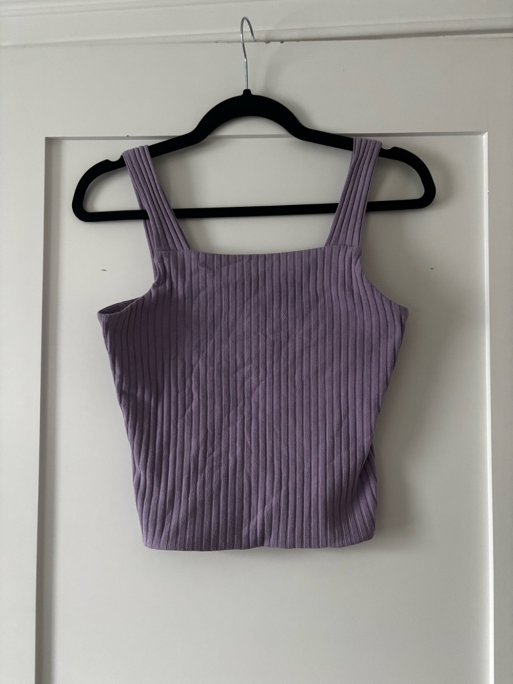 SO Ribbed Tank Top Purple Size M Cropped Stretchy Trendy Y2K